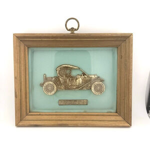 RARE Vintage 1912 Stutz Roadster Brass Car in Shadow Box Framed